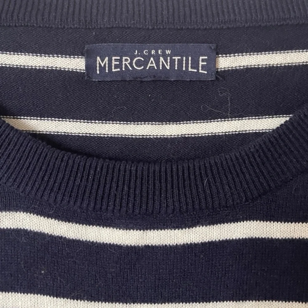 J. Crew Mercantile‎ Navy Blue Cotton Crewneck Sweater with White Stripes XXL